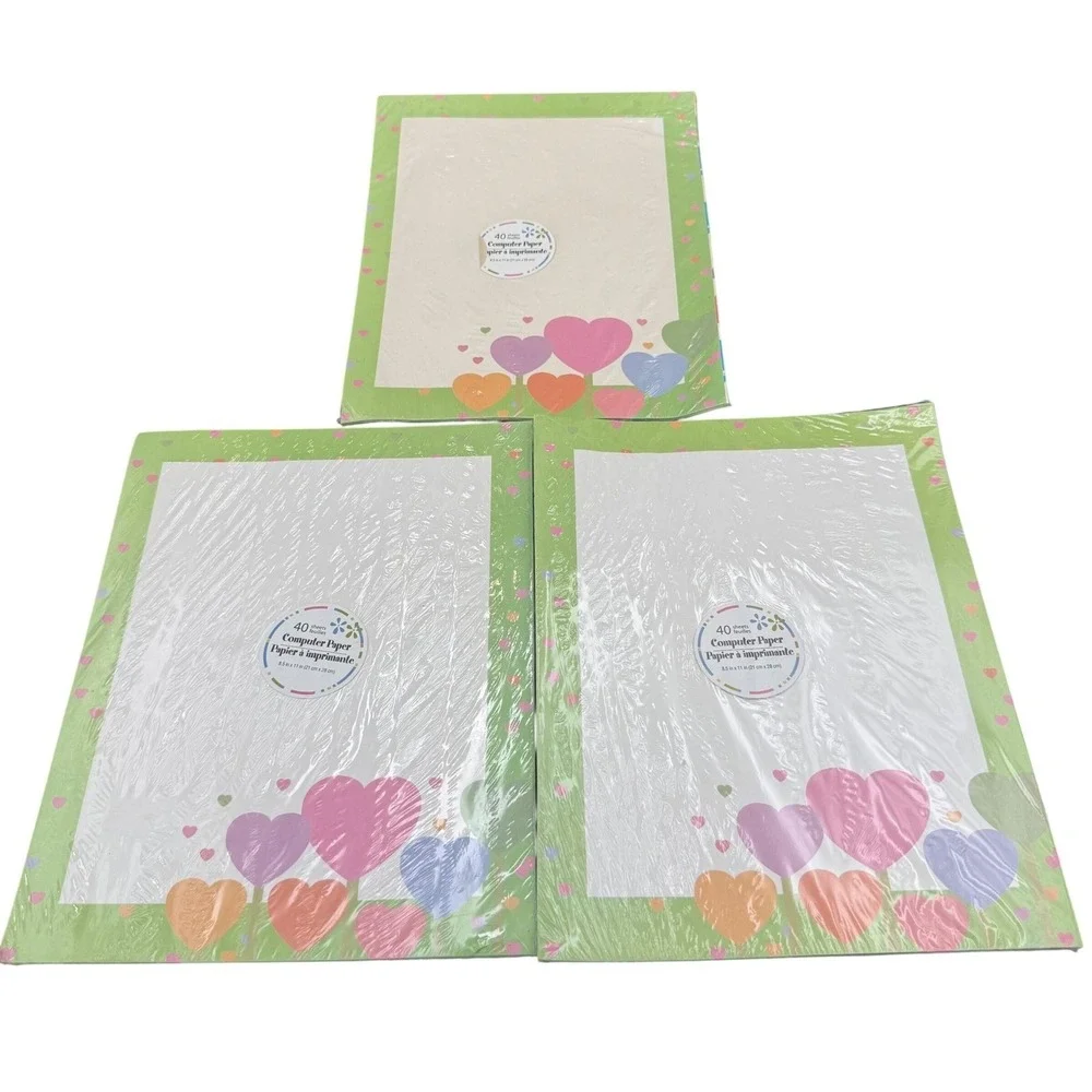Greenbrier International Heart Balloon Computer Paper 3 Packs 120 Sheets 8.5x11